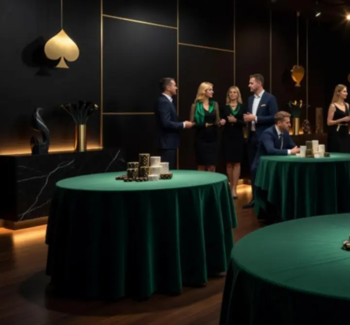 Świetlna oprawa i dekoracje w stylu kasyna podczas eventu