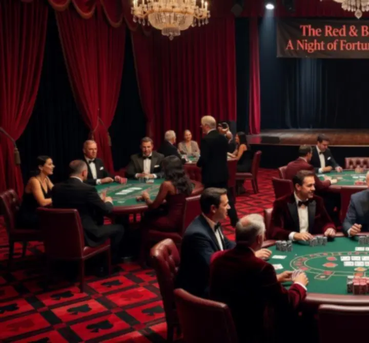 Kasynowa oprawa wieczoru pokerowego z dekoracjami i oświetleniem